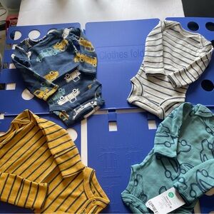 Carters Preemie Set of 4 Baby Long Sleeve Bodysuits